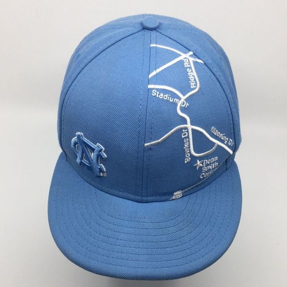 UNC North Carolina Tarheels New Era Fitted Hat Baseball Cap 7 3/8. Map detail. - Picture 9 of 16